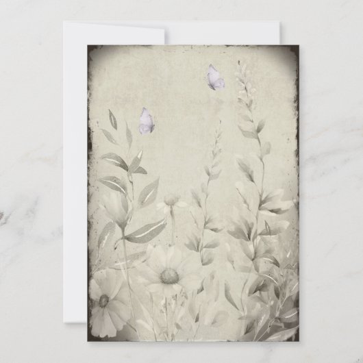 Mijn andere halve vlinder Wildflower bruiloft Kaart (Achterkant)