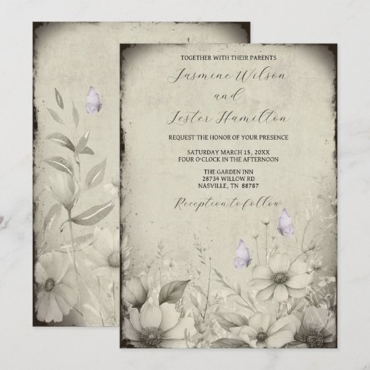 Mijn andere halve vlinder Wildflower bruiloft Kaart (Voorkant / Achterkant)