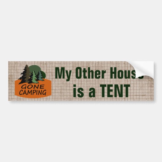 Mijn andere Huis is een Tent Funny Camping Bumpersticker (Voorkant)