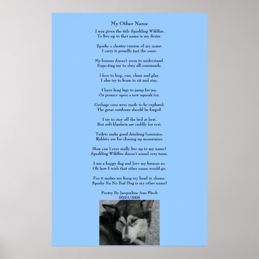 Mijn andere naam Poetry Poster (Voorkant)