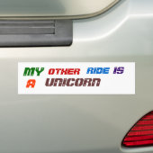MIJN, ANDERE, RIDE, IS, A, UNICORN BUMPERSTICKER (Op auto)
