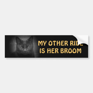Mijn andere Ride is haar kamer - zwarte kat Bumpersticker