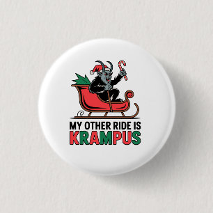 Mijn Andere Rit Is Krampus Krampus Slede Ronde Button 3,2 Cm