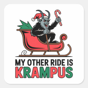 Mijn Andere Rit Is Krampus Krampus Slede Vierkante Sticker