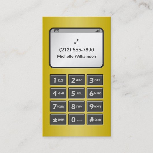 Mijn andere telefoon - Gele Persoonlijke Roepende  Contactkaartje (Voorkant)