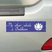 Mijn andere voertuig is boeddhisme (blauw) bumpersticker (Op auto)