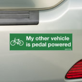 "Mijn andere voertuig is met pedaal aangedreven" b Bumpersticker (Op auto)