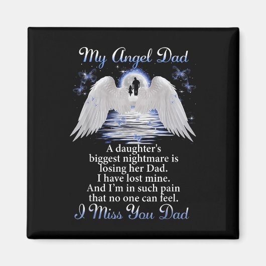 Mijn Angle Dad Ik mis je vader Memorial Day Vaders Magneet (Voorkant)