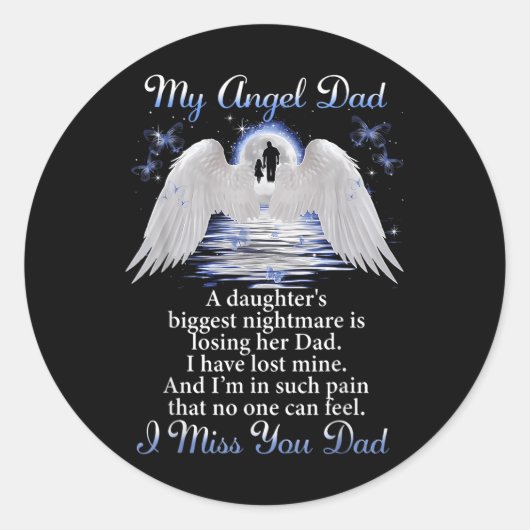 Mijn Angle Dad Ik mis je vader Memorial Day Vaders Ronde Sticker (Voorkant)