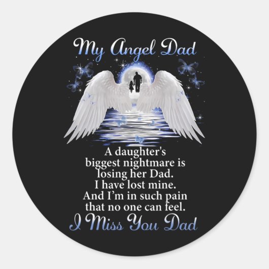 Mijn Angle Dad Ik mis je vader Memorial Day Vaders Ronde Sticker (Voorkant)