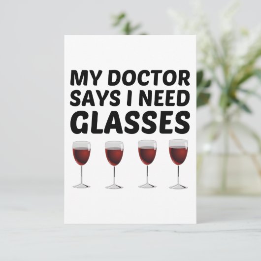 MIJN ARTS ZEGT DAT IK GLAS NODIG HEB BEDANKKAART (Staand voorkant)