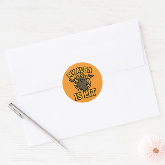 MIJN AURA STRAALT – RONDE STICKER (Envelop)