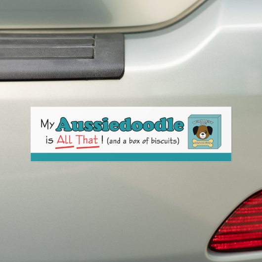 Mijn Aussiedoedle is alles. Bumpersticker (Op auto)