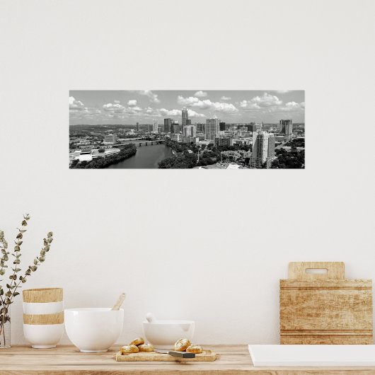 Mijn Austin Skyline BW Poster (Keuken)