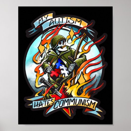 Mijn autisme haat communisme poster (Voorkant)
