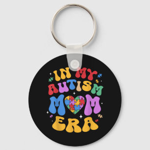 Mijn Autisme Mama Autisme Bewustzijn Groovy Retro Sleutelhanger