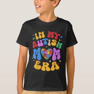 Mijn Autisme Mama Autisme Bewustzijn Groovy Retro  T-shirt
