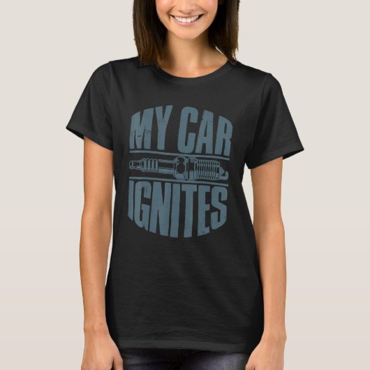 Mijn auto ontbrandt bestuurderscentrale Humor 2 T-shirt (Voorkant)