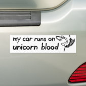 Mijn auto rijdt op eenhoornbloed bumpersticker (Op auto)