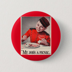 Mijn baan is een picknick ronde button 5,7 cm