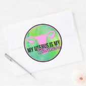 Mijn baarmoeder is mijn zaak ronde sticker (Envelop)