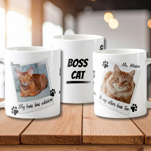 Mijn Baas Heeft Snorharen Kat Poot Foto Naam Typog Koffiemok