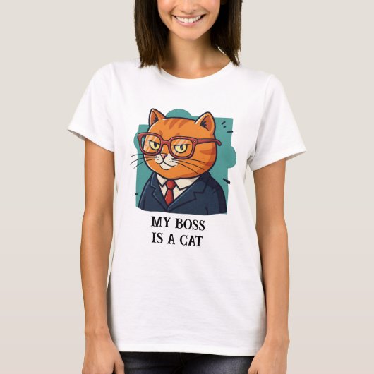 Mijn baas is een grappige kat t-shirt (Voorkant)