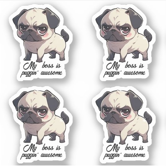 Mijn baas is puggin' geweldige Vinyl Sticker set v (Voorkant)