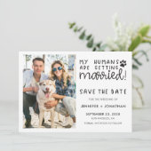 Mijn baasjes trouwen foto van hond save the date (Staand voorkant)