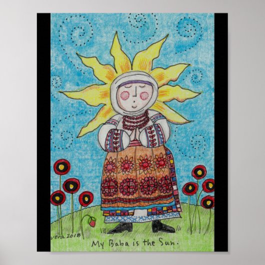 Mijn baby is de Sun Ukraine Folk Art Poster (Voorkant)