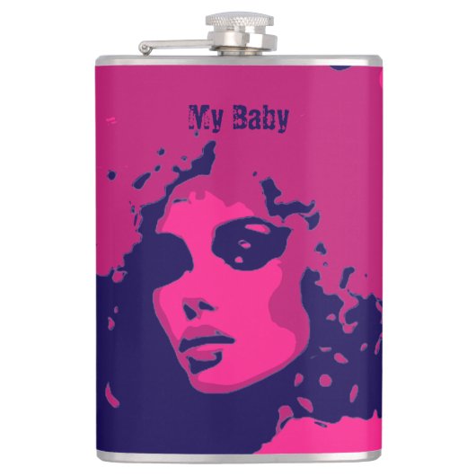 Mijn Baby Retro Vinyl Wrapped Kolf Heupfles (Voorkant)