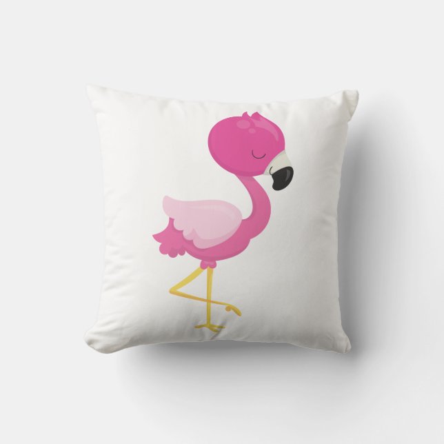 Mijn Baby Roze Flamingo Kussen (Voorkant)