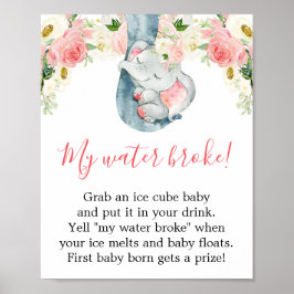 Mijn baby shower-olifantenbord poster
