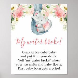 Mijn baby shower-olifantenbord poster