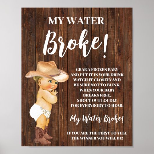 Mijn Baby shower van de Broke Little Cowboy Poster (Voorkant)