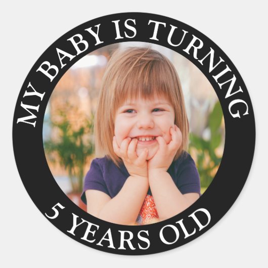 Mijn baby wordt 5 jaar ronde sticker (Voorkant)