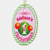 Mijn baby's (naam)Eerste Kerstmis Keramisch Ornament (Links)