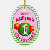 Mijn baby's (naam)Eerste Kerstmis Keramisch Ornament (Voorkant)