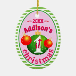 Mijn baby's (naam)Eerste Kerstmis Keramisch Ornament
