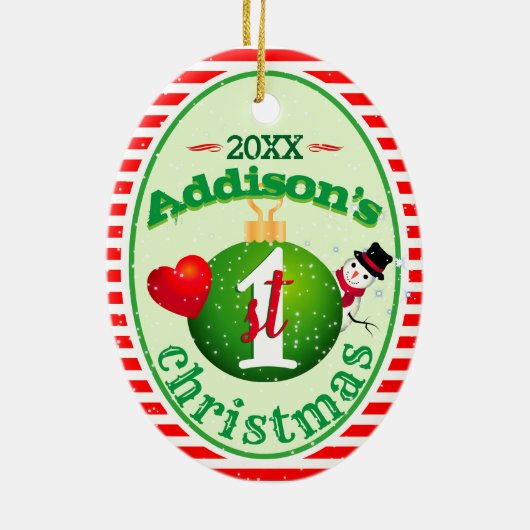 Mijn baby's (naam)Eerste Kerstmis Keramisch Ornament (Achterkant)