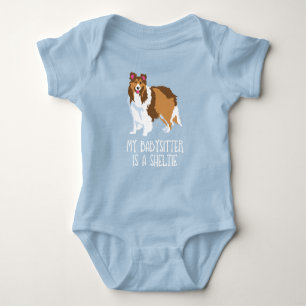 "Mijn Babysitter is een Sheltie" Baby Bodysuit Shi