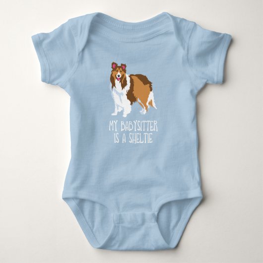 "Mijn Babysitter is een Sheltie" Baby Bodysuit Shi (Voorkant)