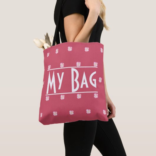 Mijn Bag Quote Typografie Roze Floral Waterverf Tote Bag (Dichtbij)