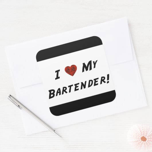 Mijn Bartender! Vierkante Sticker (Envelop)
