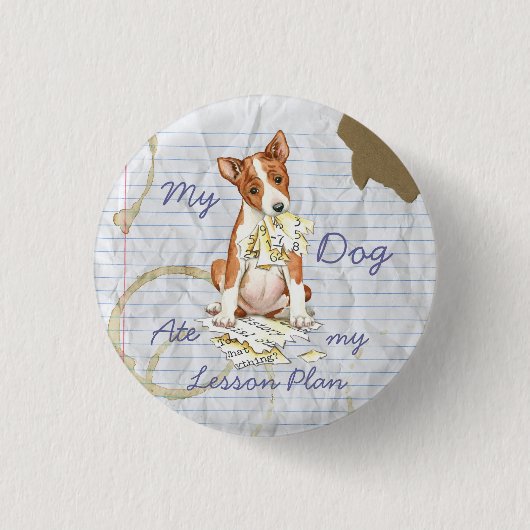 Mijn Basenji Ate Mijn Lesson Plan Ronde Button 3,2 Cm (Voorkant)