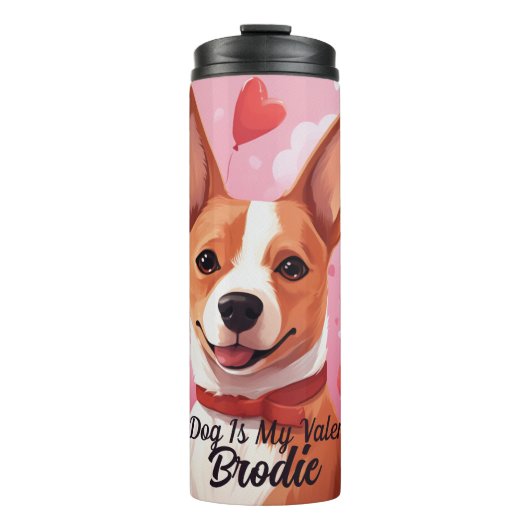 Mijn Basenji Dog is mijn Valentijn gepersonaliseer Thermosbeker (Voorkant)