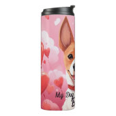 Mijn Basenji Dog is mijn Valentijn gepersonaliseer Thermosbeker (Gedraaid links)