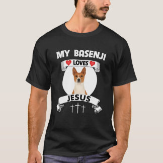 Mijn Basenji Loves Jesus Christelijk Leuke Familie T-shirt