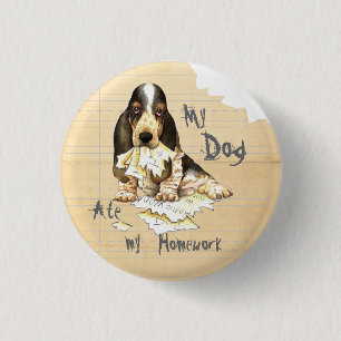 Mijn Basset Ate Mijn thuiswerk Ronde Button 3,2 Cm