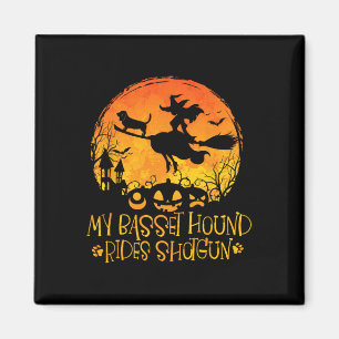 Mijn Basset Hound Rides Shotgun Hond Halloween Cos Magneet